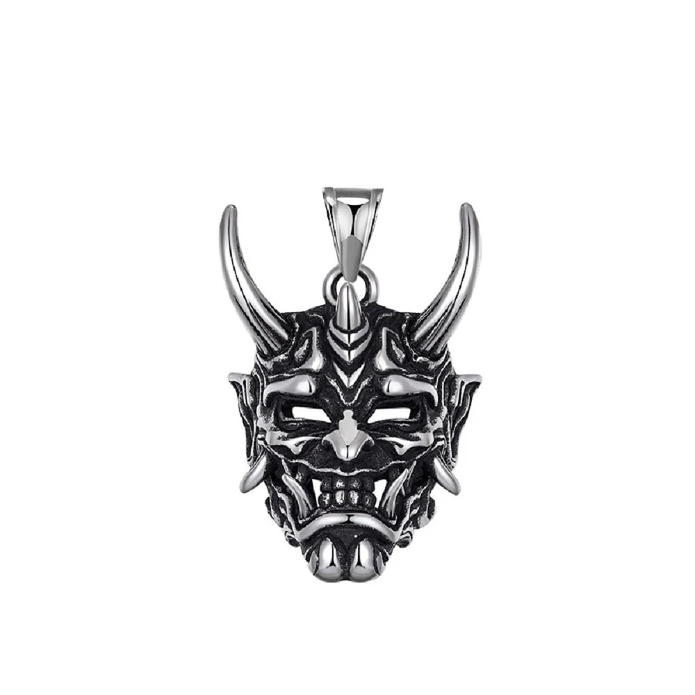 Gothic Retro Stainless Steel Ghost Mask Pendant Necklace For Men Boys Punk Fashion Skull Necklaces Jewelry Horror