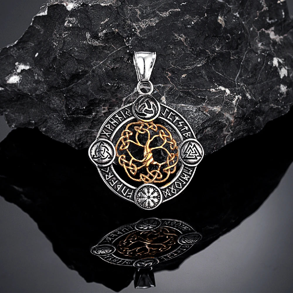Norse Life Tree Pendant Necklace — Gold-Tone