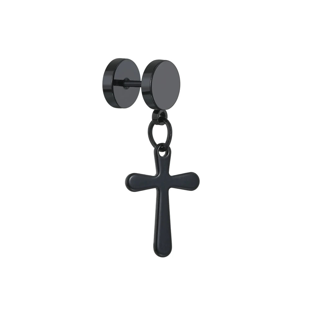 Punk Mens Long Stick Ear Stud Set Black Earrings Gift for Boyfriend Lover Jewelry Nightclub Bar Earring