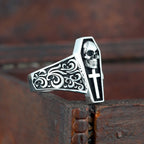 Cross Skull Gravestone Ring — 925 Silver