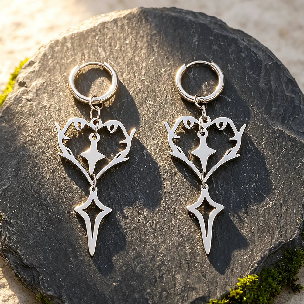 Gothic Skull Spike Heart Star Dangle Drop Earrings Halloween