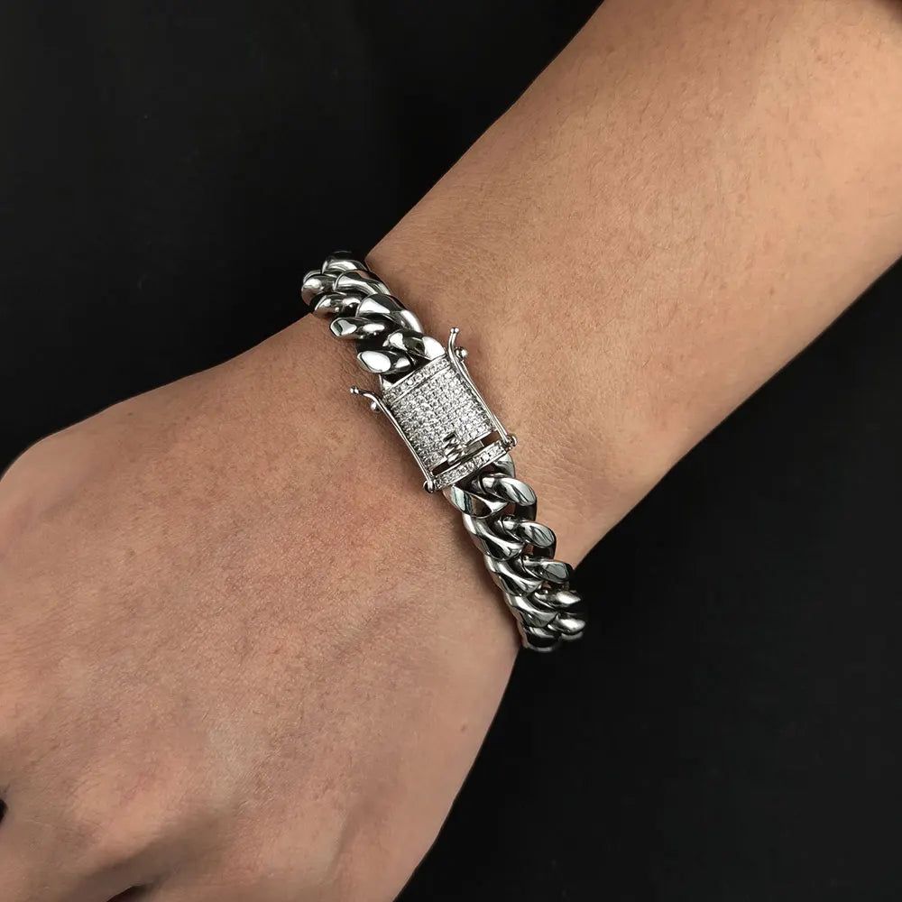Iced Out Cuban Bracelet Stainless Steel Miami