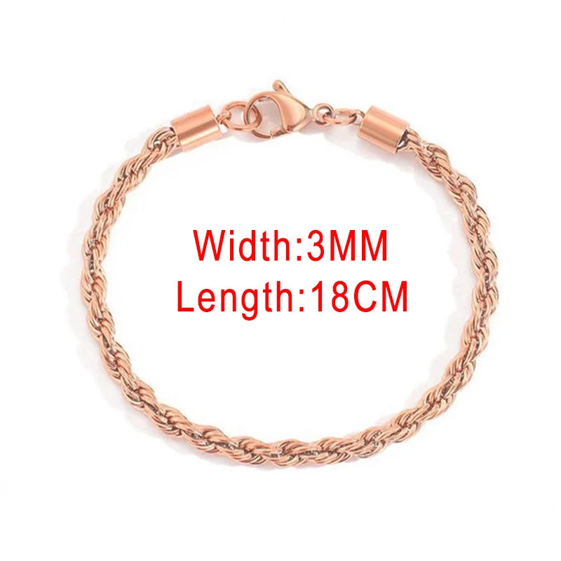 Rope Chain Bracelet 3-4mm — Stainless Steel