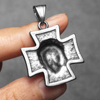 Jesus Face Cross Pendant Necklace for Men — Stainless Steel