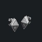 Iced Out Triangle Stud Earrings — Stainless