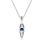 Blue Stone Geometric Pendant Necklace — Stainless Steel