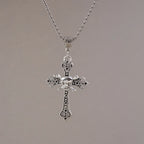 Aihua Gothic Steampunk Inverted Cross Necklace for Women Men Popcorn Chain Personality Hip Hop Punk Crucifix Necklace Jewelry