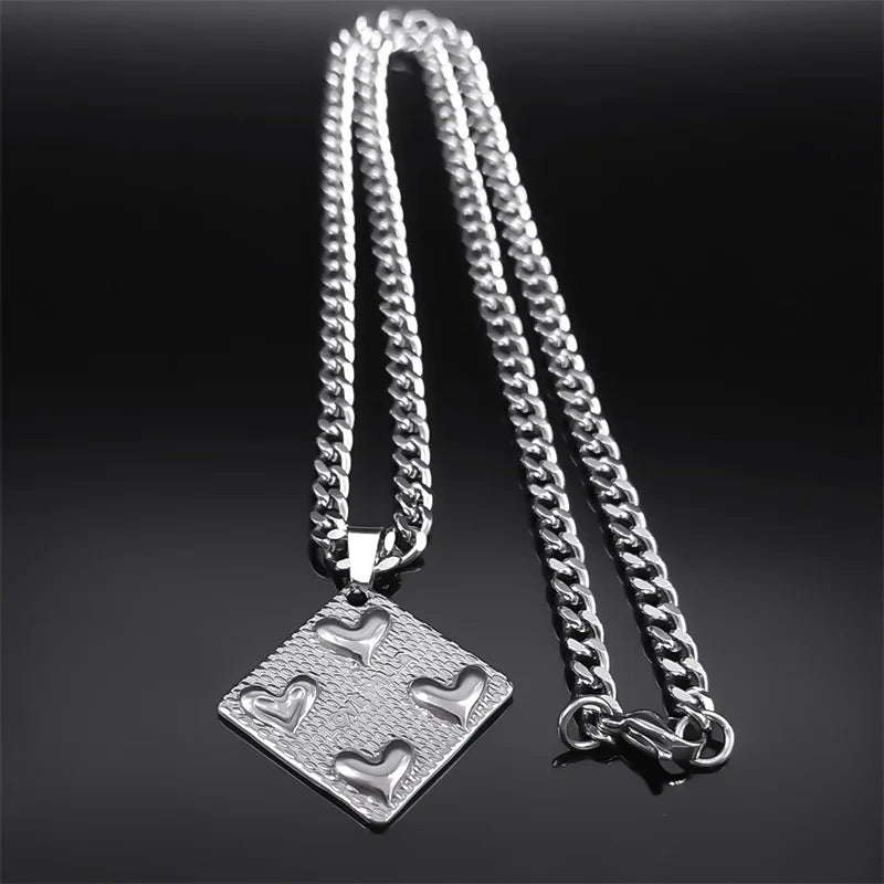 Heart Geometric Silver Pendant Love Pills Party