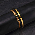 Cuff Bangle Bracelet Set — Stainless Steel