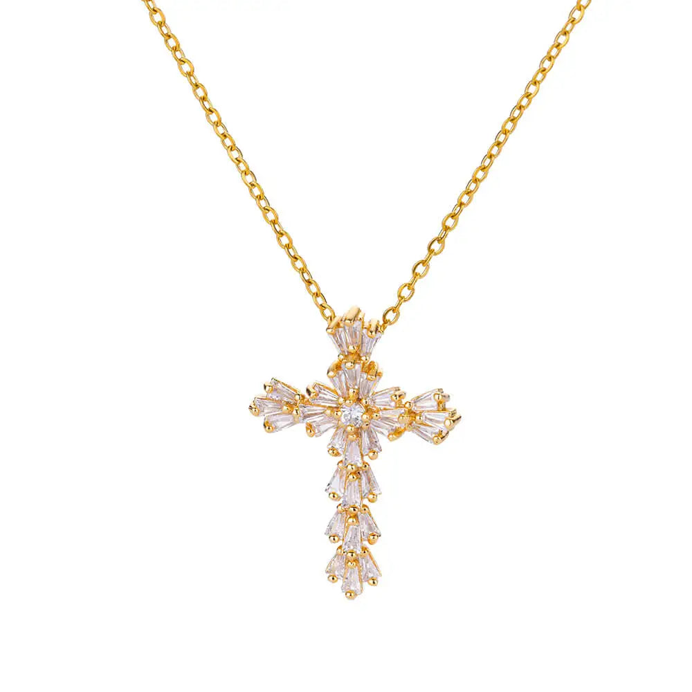 Stainless Steel Tree of Life Cross Necklaces for Women Gold Color Chain Necklace Aesthetic Collar Jewelry Accessories Gift