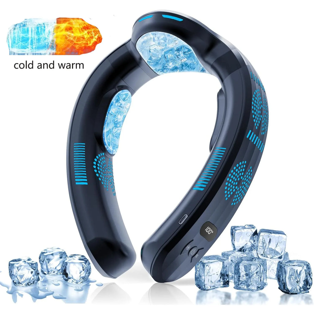 2026 New Upgrade Semiconductor Refrigeration Neck Fan Intelligent Digital Display Cold And Hot Dual-purpose Bladeless