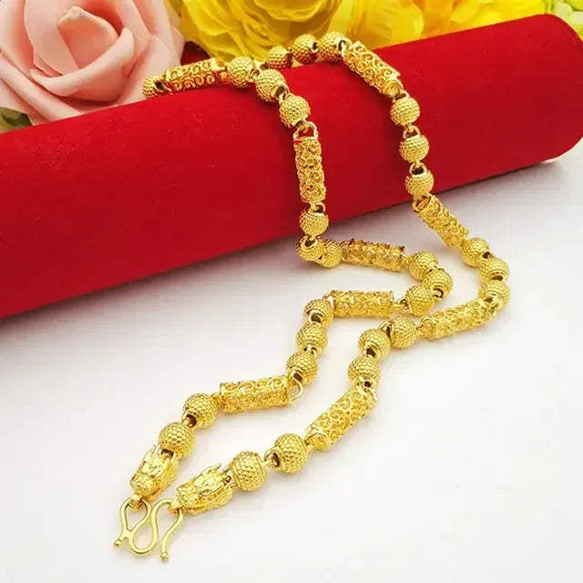 Mens and womens 18K gold necklace AU750 ball chain transfer domineering jewelry boss chain free shipping with