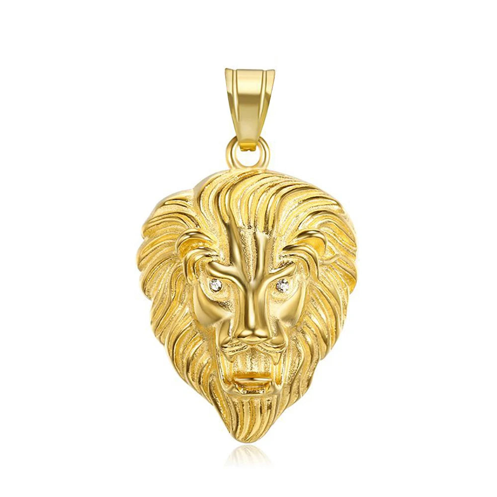 Men's Rock Hip Hop Lion Head Necklace Fashion Creative Stainless Steel Animal Pendant Party Club Charm Jewelry Gifts