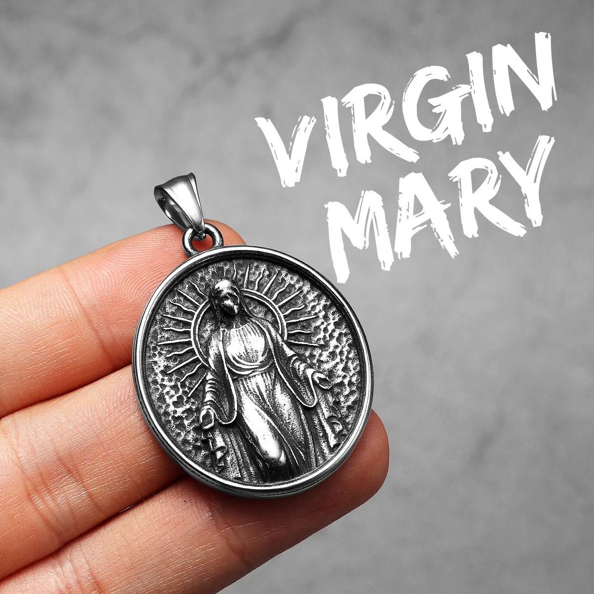 Virgin Mary Cross Pendant — Stainless Steel