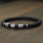 Vintage Mens Bracelet Beaded Om Mani Padme Hum Mantra Braslet Viking Jewelry Accessories Natural Lava Tiger Eyes Stone