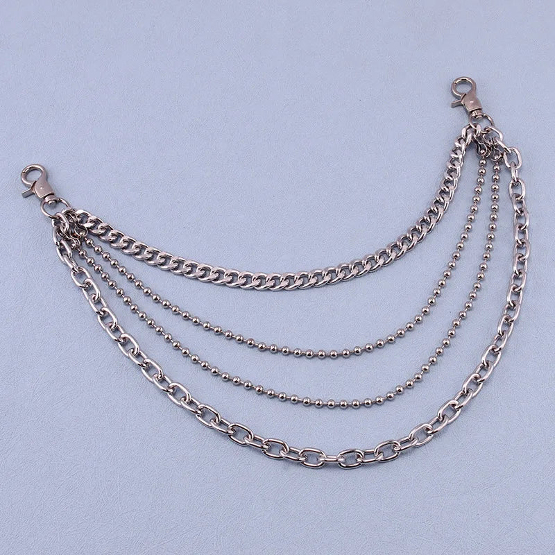 European American Punk Style Fashion Metal Waist Chain Personalized Trendy Multi-layer Chain for Jeans
