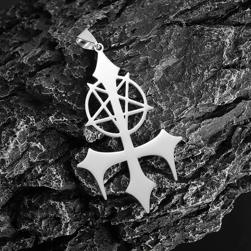 Inverted Pentagram Devil Pendant Necklace — Stainless Steel