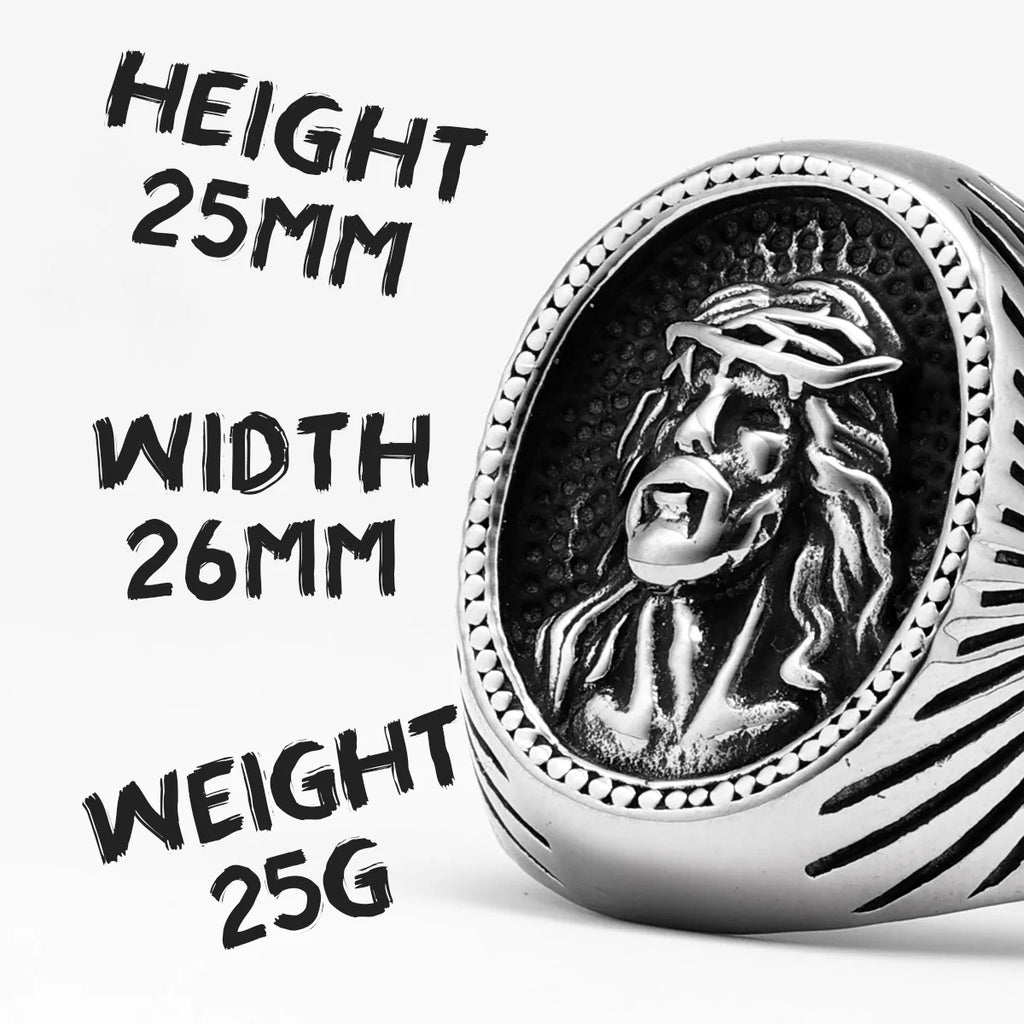 Cross Jesus Ring Stainless Steel