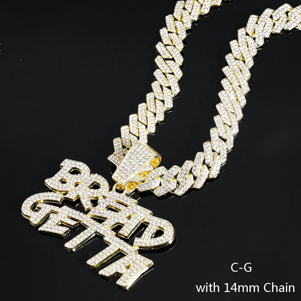Cuban Chain Letter Pendant Necklace — Zinc Alloy