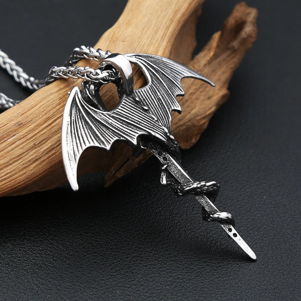Sword Shape Pendant Necklace — Stainless Steel