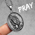 Praying Hands Cross Pendant — Stainless Steel