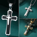Double-Layer Cross Stainless Steel Pendant Necklace