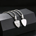 Men's Fashion Cross Shield Pendant Necklace, Waterproof Stainless Steel Punk Necklace with Box Chain, Retro Jewelry