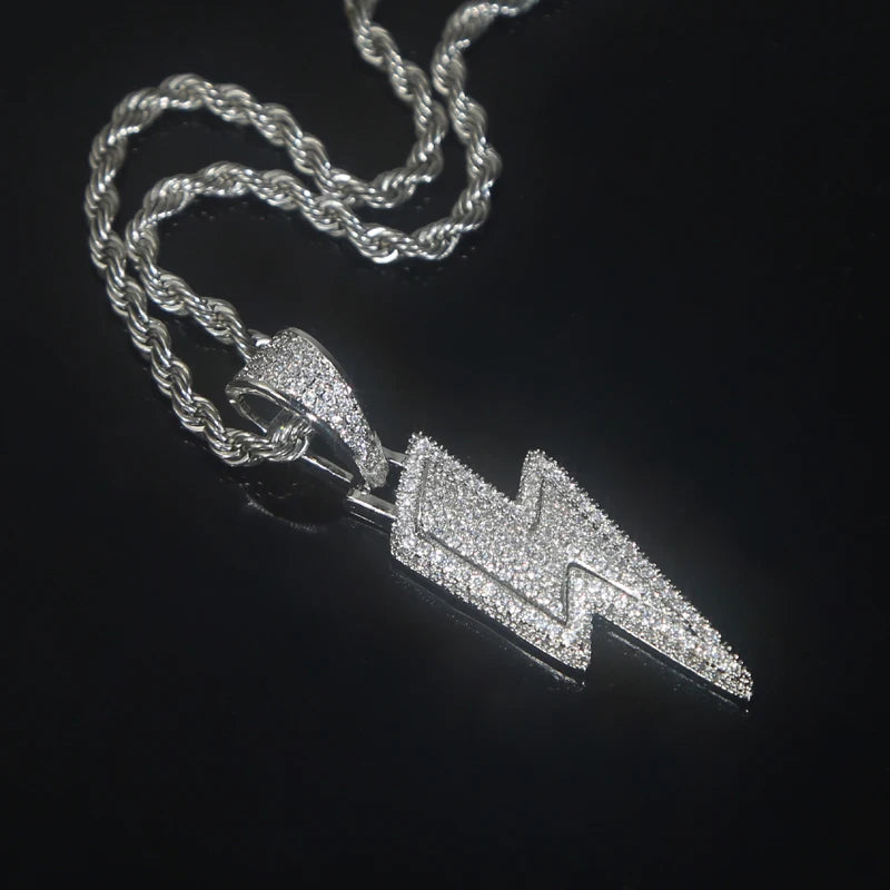 Iced Out Lightning Bolt Ring Cubic Zirconia — Two-Tone