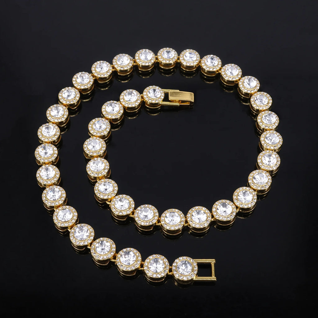 Round Rhinestone Tennis Bracelet & Necklace Set, 12mm Wide
