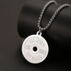 1PC  ING Fadeless Stainless Steel Round Dumbbell Pendant Necklace for Men NO PAIN NO GAIN Fitness Necklace Man Spiritual Jewelry