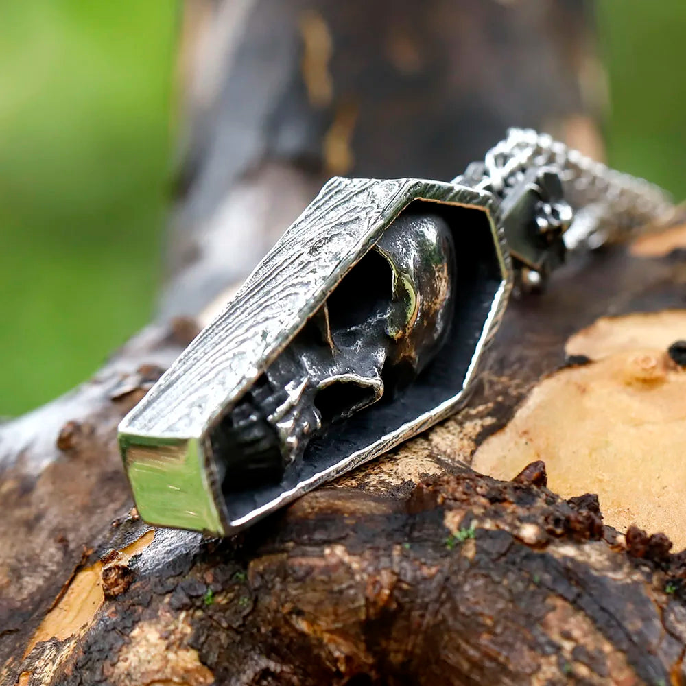 Skull Coffin Pendant Necklace — Gothic