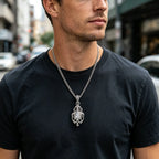 1PCS Cross-Border European and American Fashion Flame-Shaped Stainless Steel Non-Fading Men's Necklace, Shiny and Unique Sharp Arrow Pendant