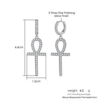 Iced Out Ankh Dangle Hoop Earrings CZ