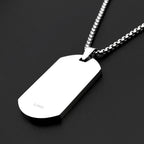 Grid Groove Dog Tag Pendant Necklace For Women Men Hip Hop Stainless Steel Male Punk Street Power Chain Jewelry