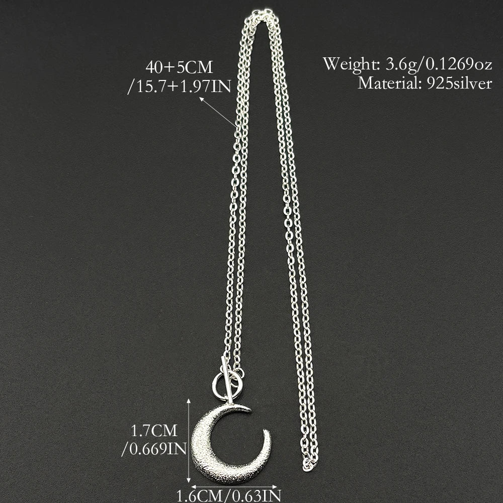 Moon Silver Pendant Sterling Crescent Toggle Choker