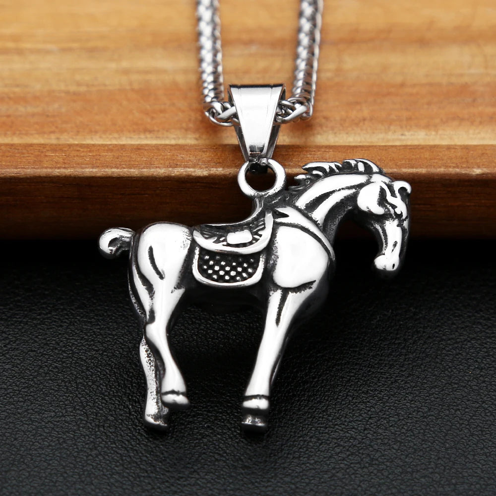 Horse Pendant Necklace — Stainless Steel