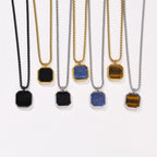 Tiger Eye Lapis Stone Pendant — Stainless