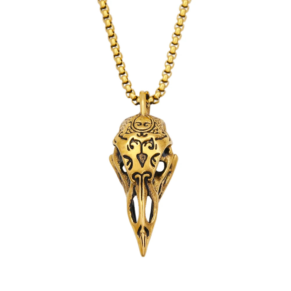 Raven Skull Pendant — Stainless Steel