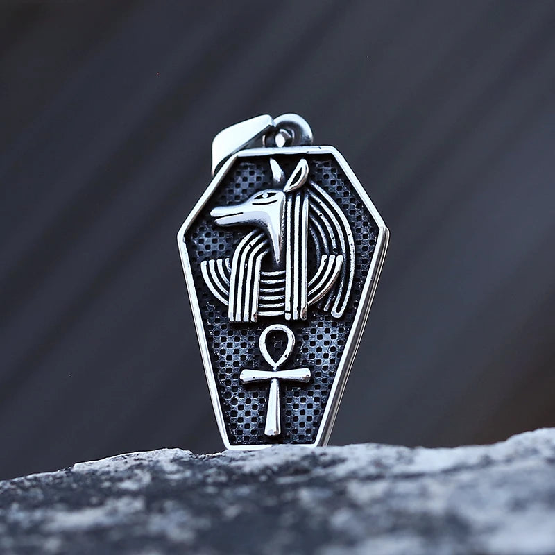 316L Stainless Steel Men's Necklace Egyptian God Of Death Anubis Pendant Necklace Vintage Jewelry Party Gift