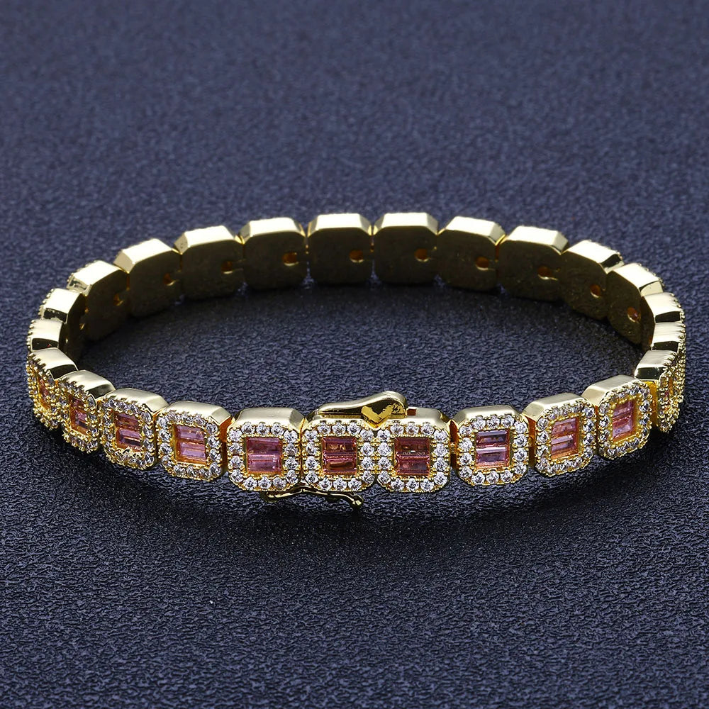 Gold Baguette Tennis Bracelet 8MM Iced Out