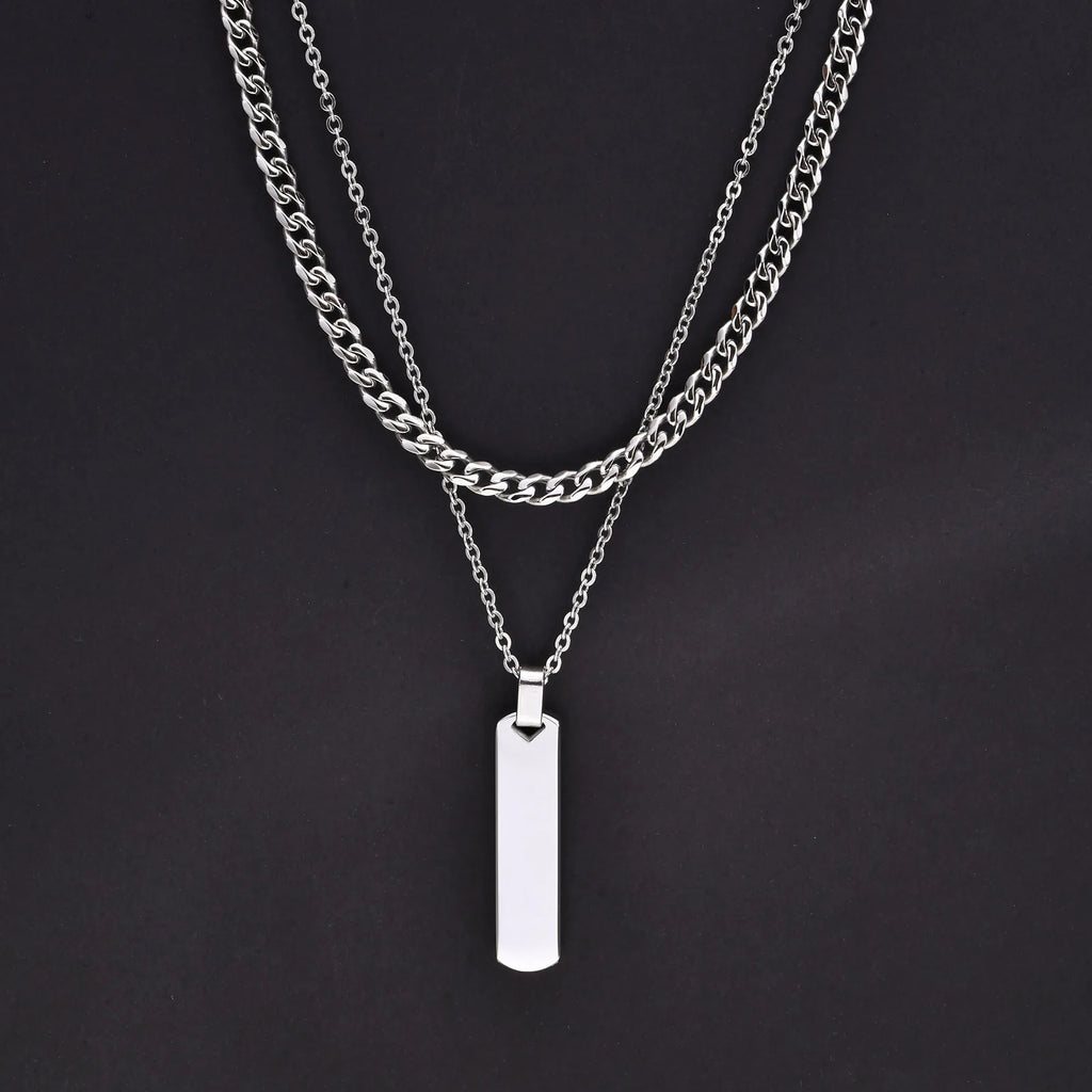Double Layer Cuban Chain Necklace — SS