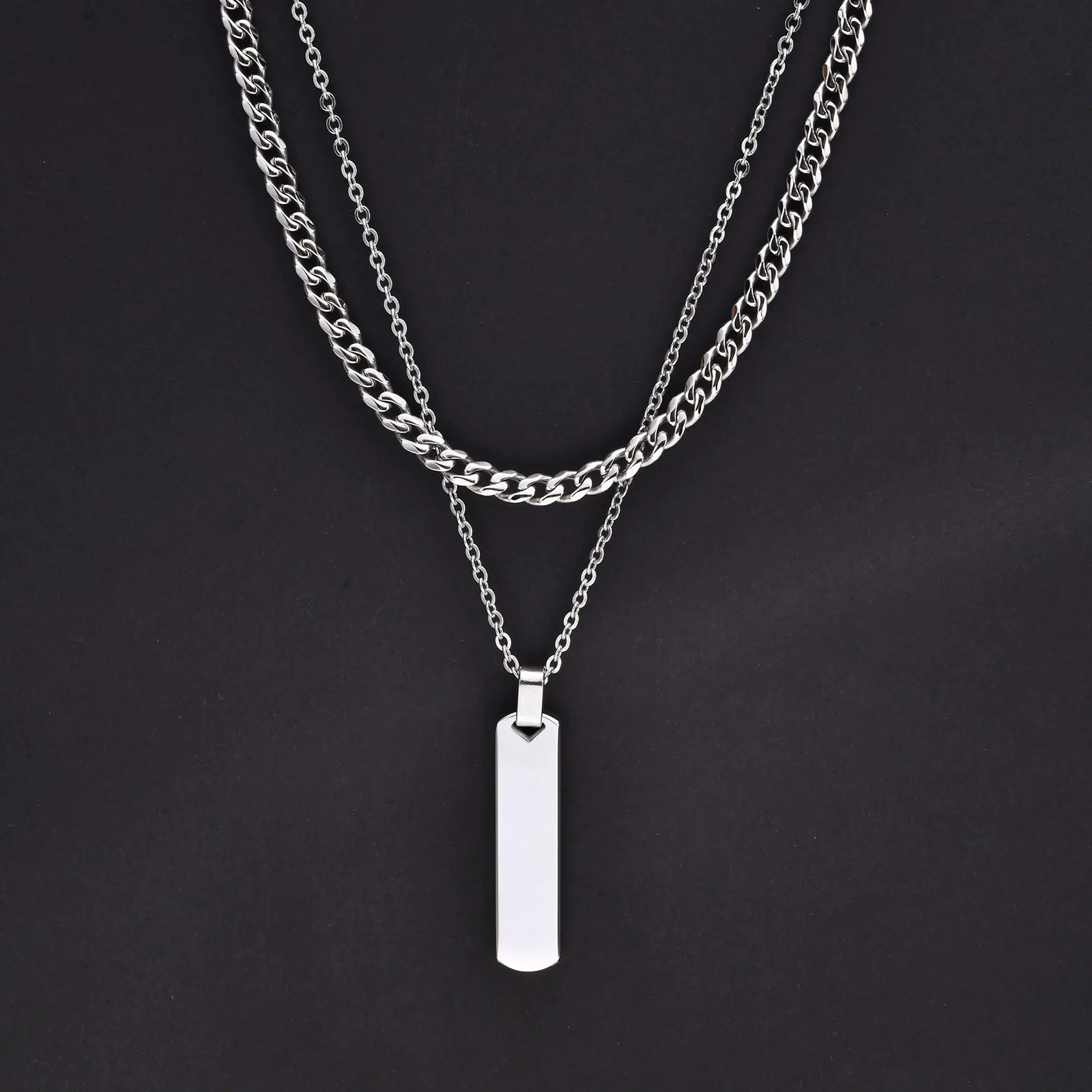 Double Layer Cuban Chain Necklace — SS