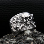 Punk Vintage Stainless Steel Crossbones Pirate Skull Ring For Men Boys Biker Hip Hop High Quality Fashion Jewelry Gift