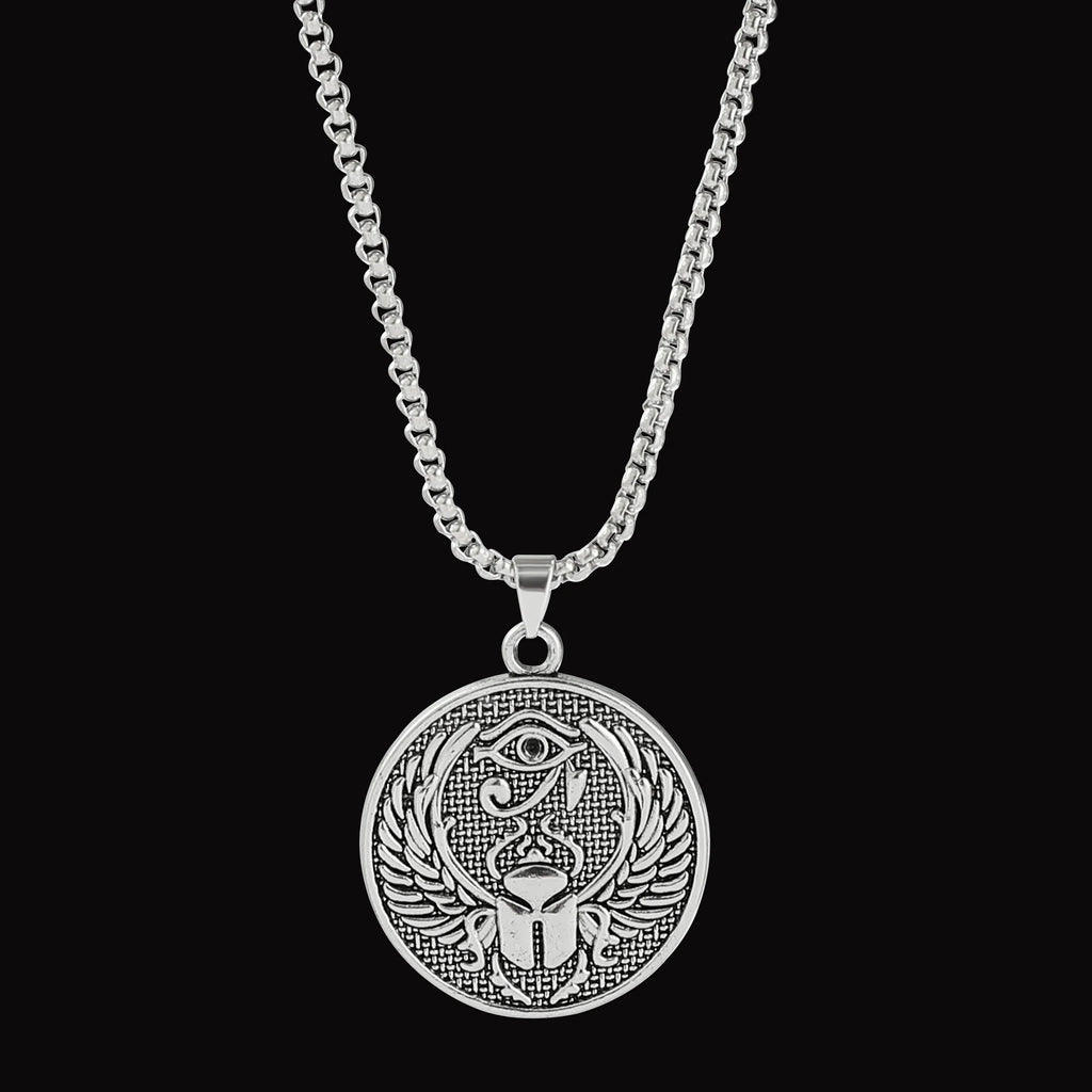 Ancient Egyptian Sun Eye of Horus Pendant Necklace for Men and Women Eagle-Headed God Omniscient Eye Amulet Jewelry Gift