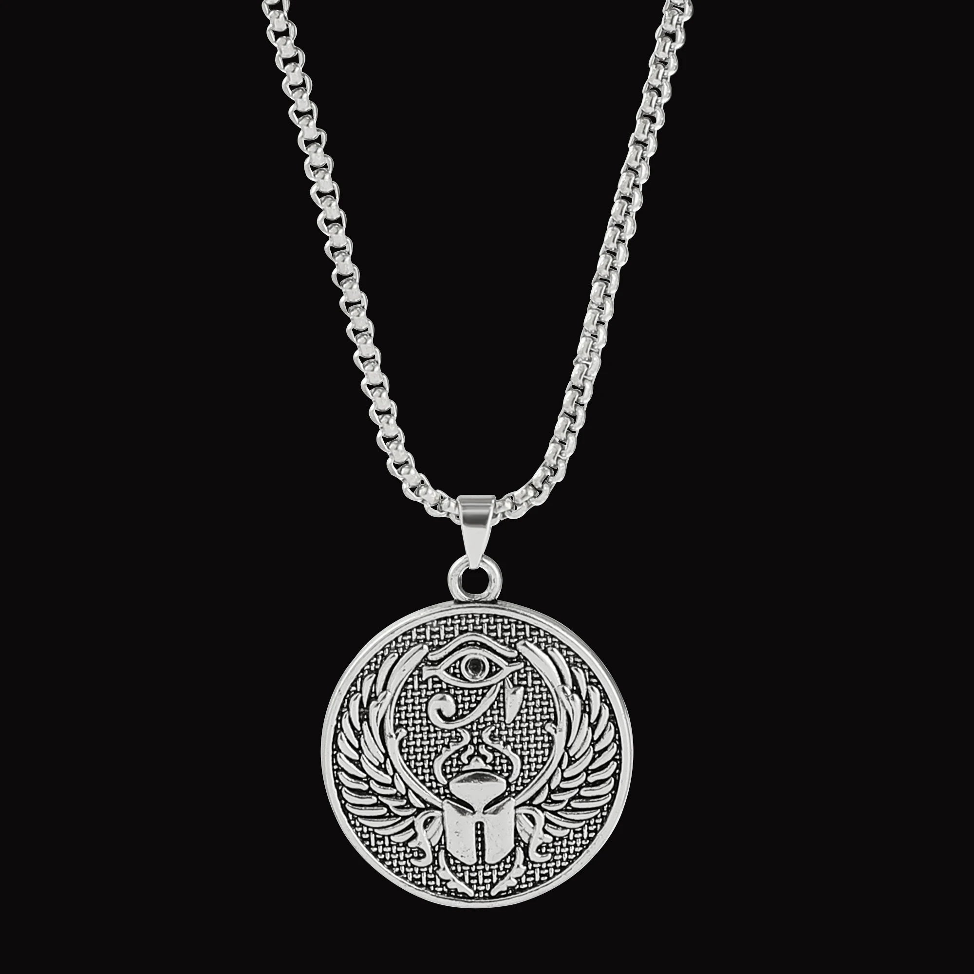 Ancient Egyptian Sun Eye of Horus Pendant Necklace for Men and Women Eagle-Headed God Omniscient Eye Amulet Jewelry Gift