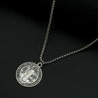 Saint Medal & Jesus Cross Pendant Necklace — Stainless Steel