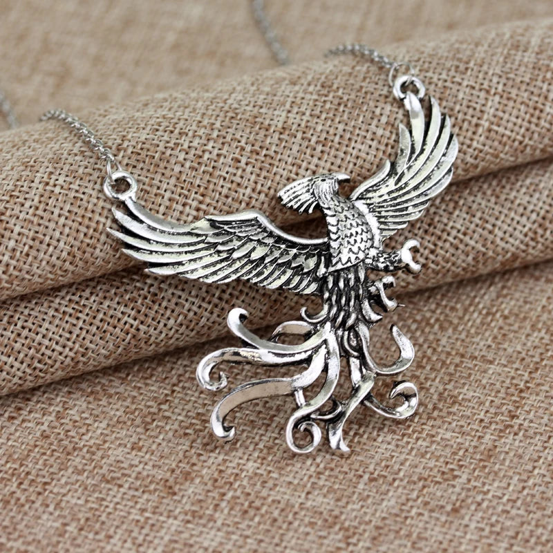 Phoenix Chinese Legend Undead Bird Pendant Necklace Paper Box  Set Halloween Easter Christmas Medieval Necklace Fawkes