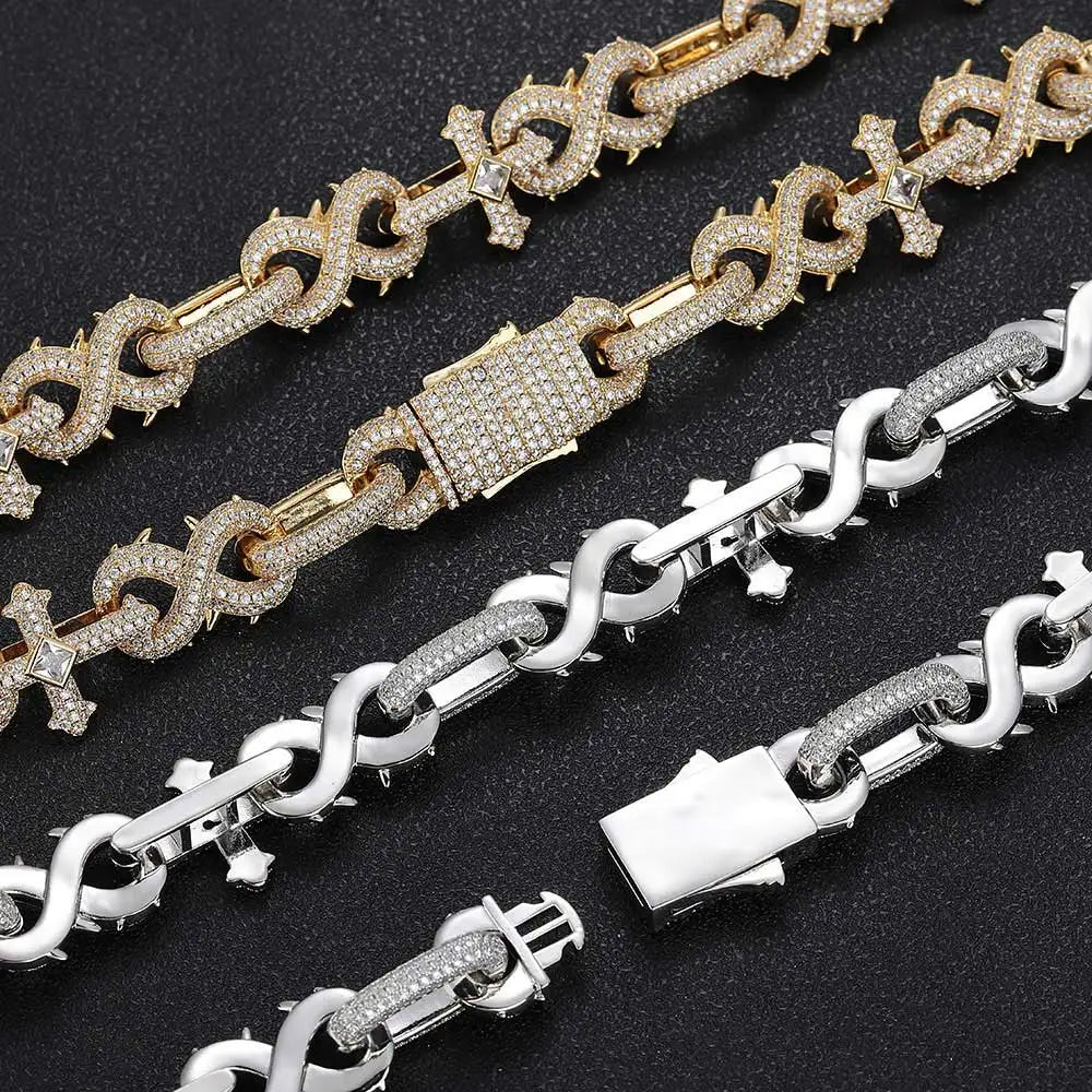 Iced Out Cross Cuban Chain Necklace 16MM