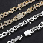 Gold Cross Infinity Cuban Chain Necklace 18MM