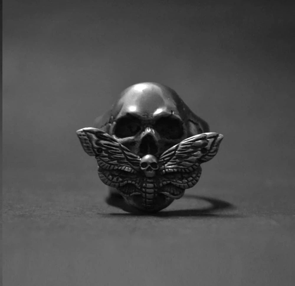 Onlysda Cool Men's Calvarium Skull Ring With Cross Gothic 316L Stainless Steel Biker Anel Motorcycle Band jewellery Gift